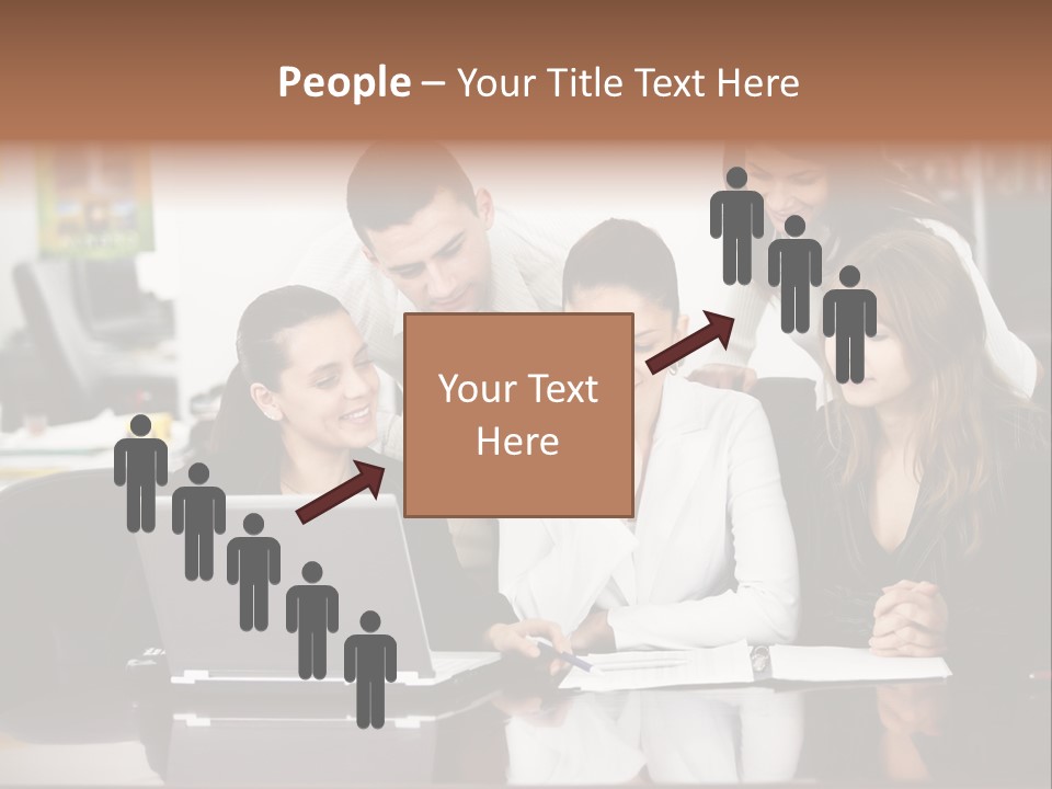 A Group Of People Looking At A Laptop PowerPoint Template