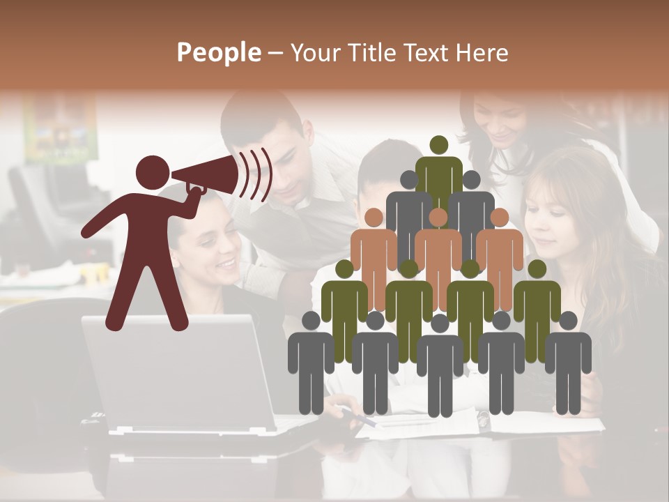 A Group Of People Looking At A Laptop PowerPoint Template