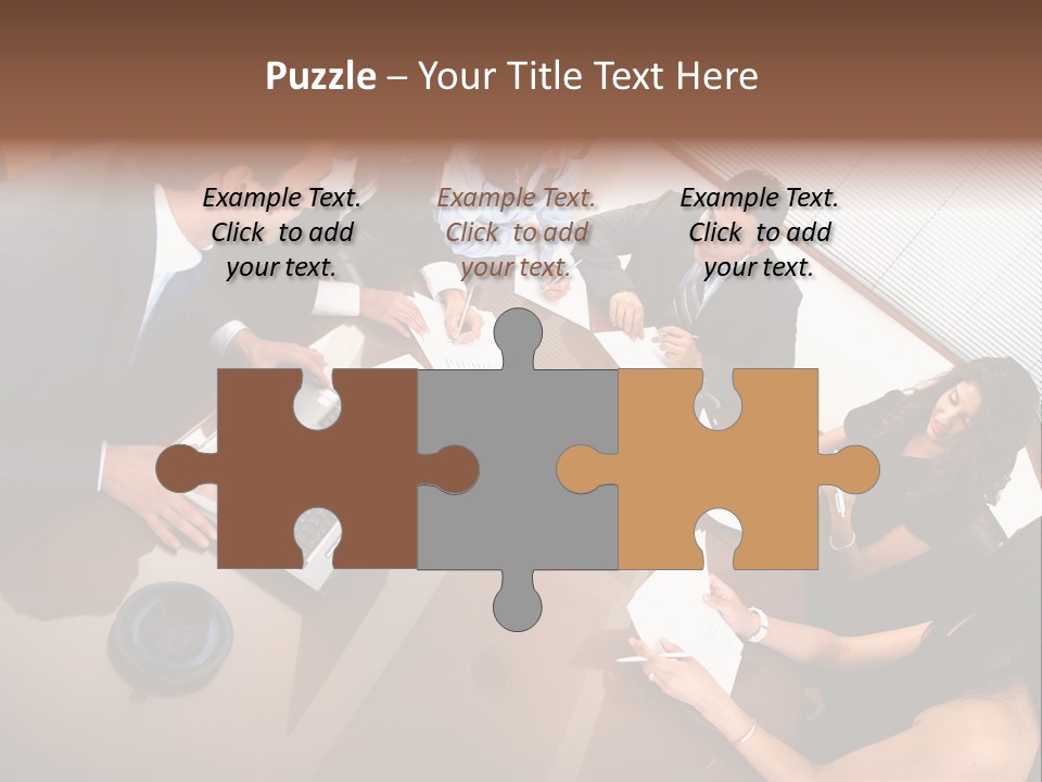 A Group Of People Sitting Around A Conference Table PowerPoint Template