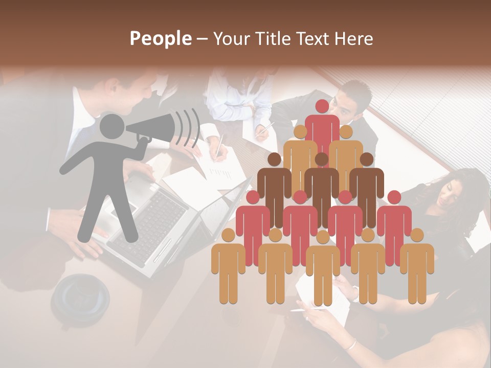 A Group Of People Sitting Around A Conference Table PowerPoint Template