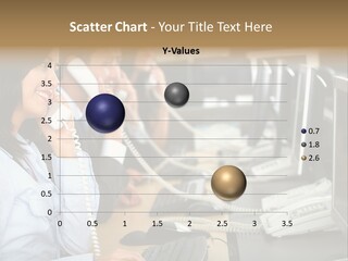 A Group Of People Sitting At A Desk Talking On Telephones PowerPoint Template