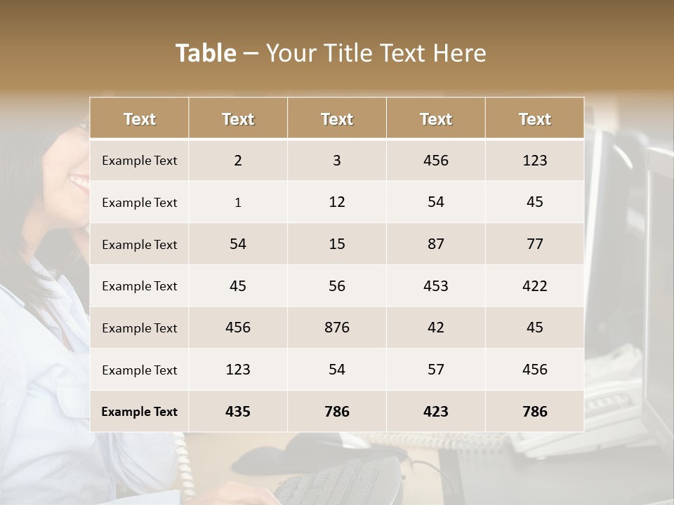 A Group Of People Sitting At A Desk Talking On Telephones PowerPoint Template