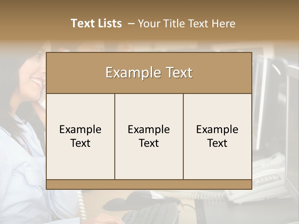 A Group Of People Sitting At A Desk Talking On Telephones PowerPoint Template