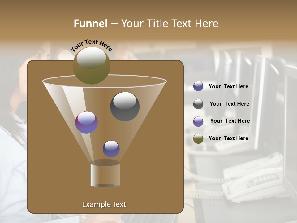 A Group Of People Sitting At A Desk Talking On Telephones PowerPoint Template