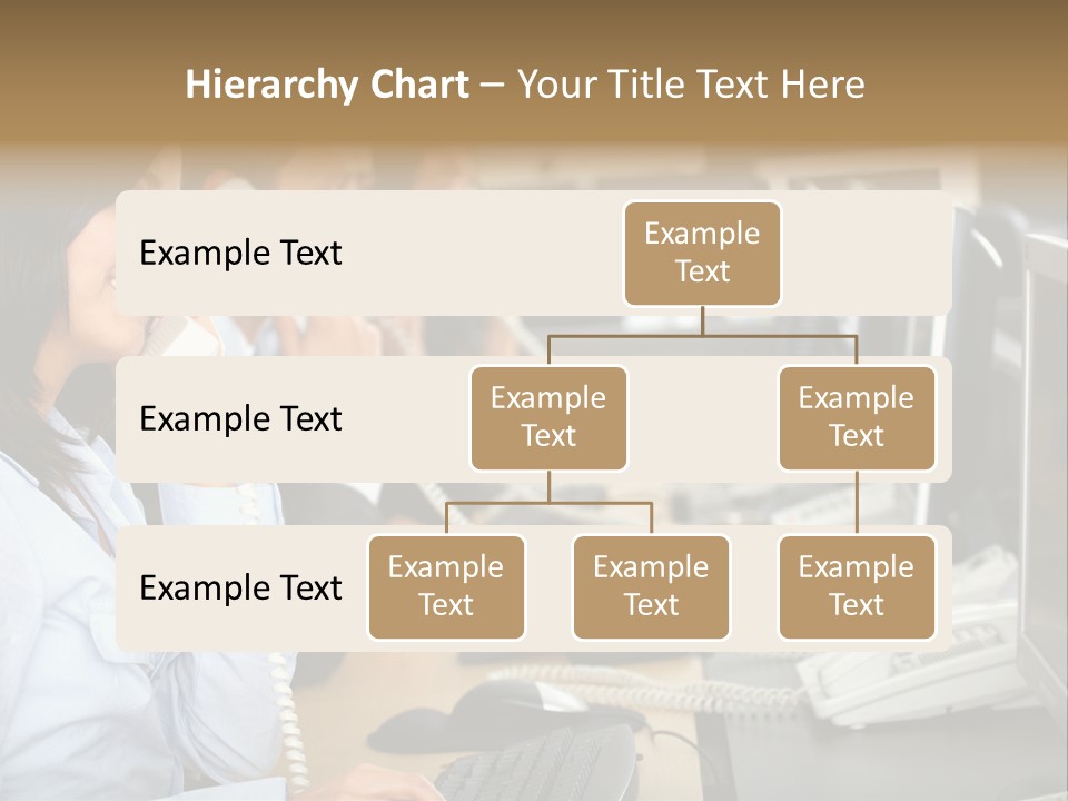 A Group Of People Sitting At A Desk Talking On Telephones PowerPoint Template