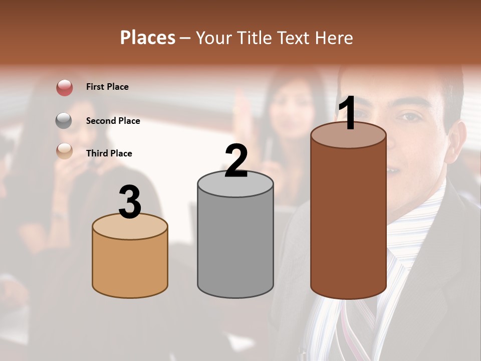 A Man In A Suit And Tie Standing In Front Of A Group Of People PowerPoint Template