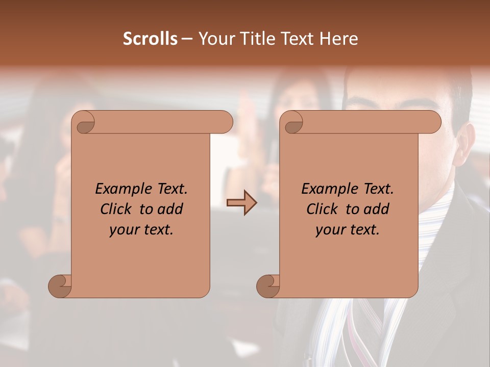 A Man In A Suit And Tie Standing In Front Of A Group Of People PowerPoint Template