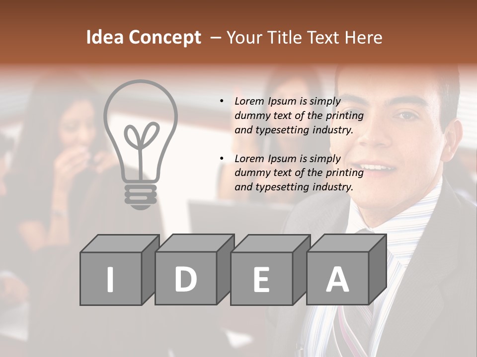 A Man In A Suit And Tie Standing In Front Of A Group Of People PowerPoint Template