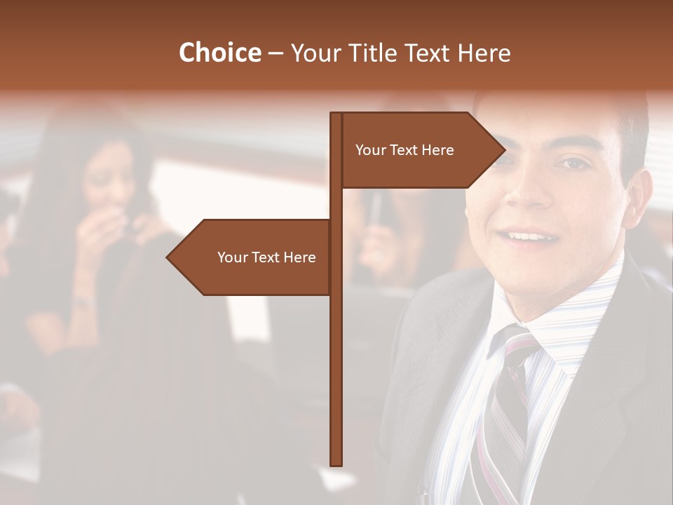 A Man In A Suit And Tie Standing In Front Of A Group Of People PowerPoint Template