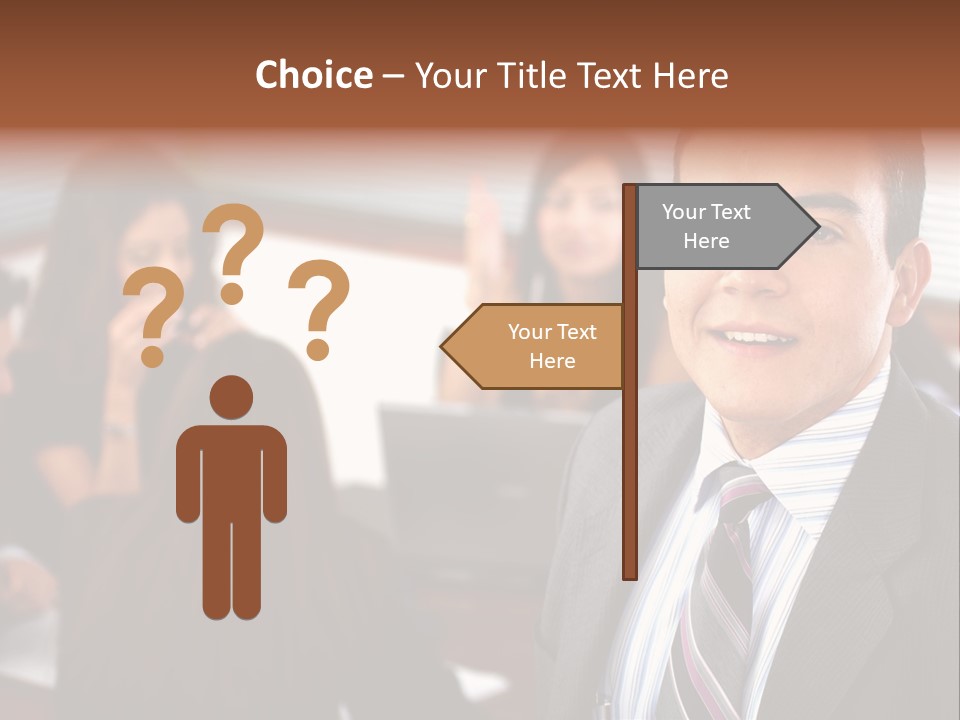 A Man In A Suit And Tie Standing In Front Of A Group Of People PowerPoint Template