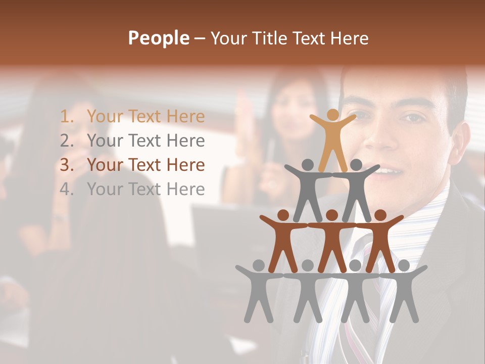 A Man In A Suit And Tie Standing In Front Of A Group Of People PowerPoint Template