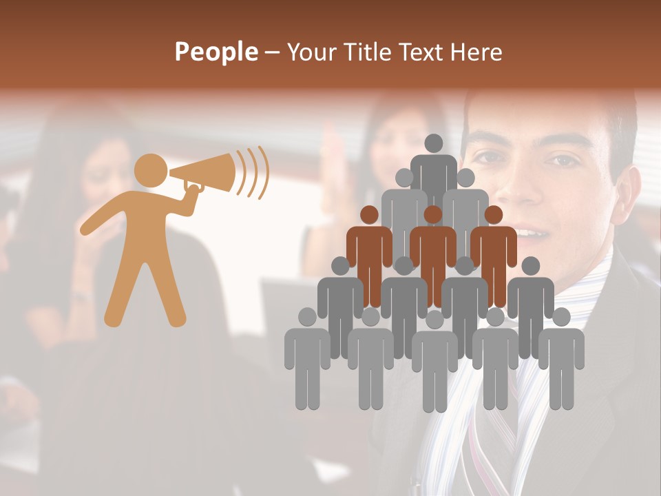 A Man In A Suit And Tie Standing In Front Of A Group Of People PowerPoint Template