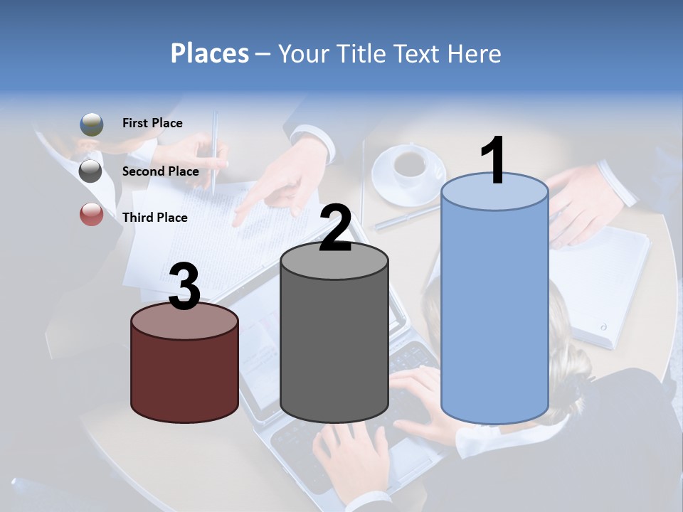 A Group Of People Sitting Around A Table Working On Laptops PowerPoint Template