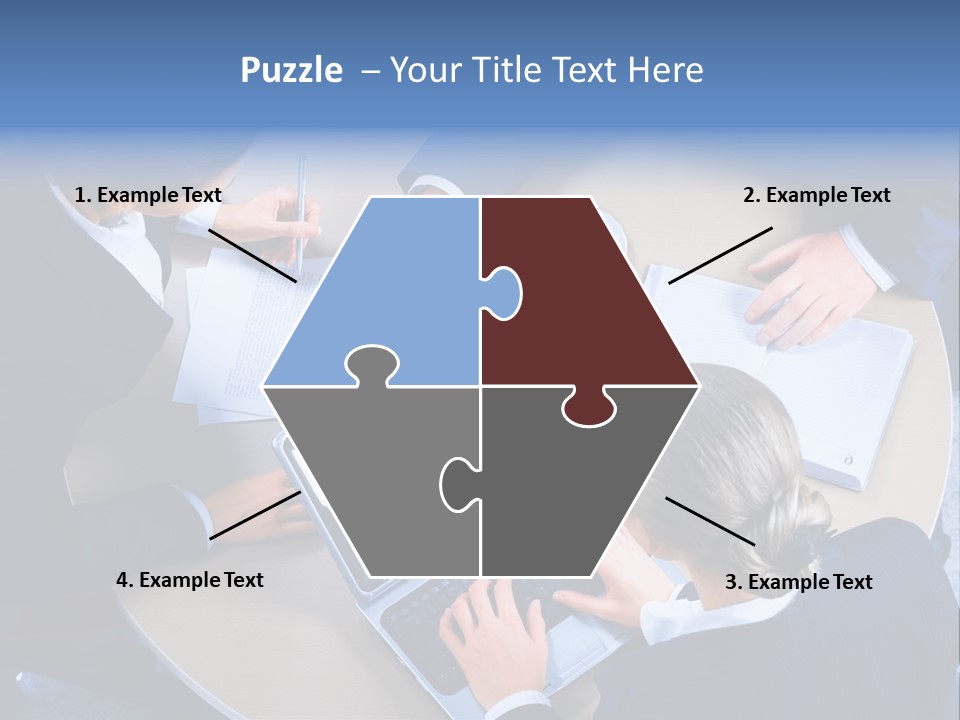 A Group Of People Sitting Around A Table Working On Laptops PowerPoint Template