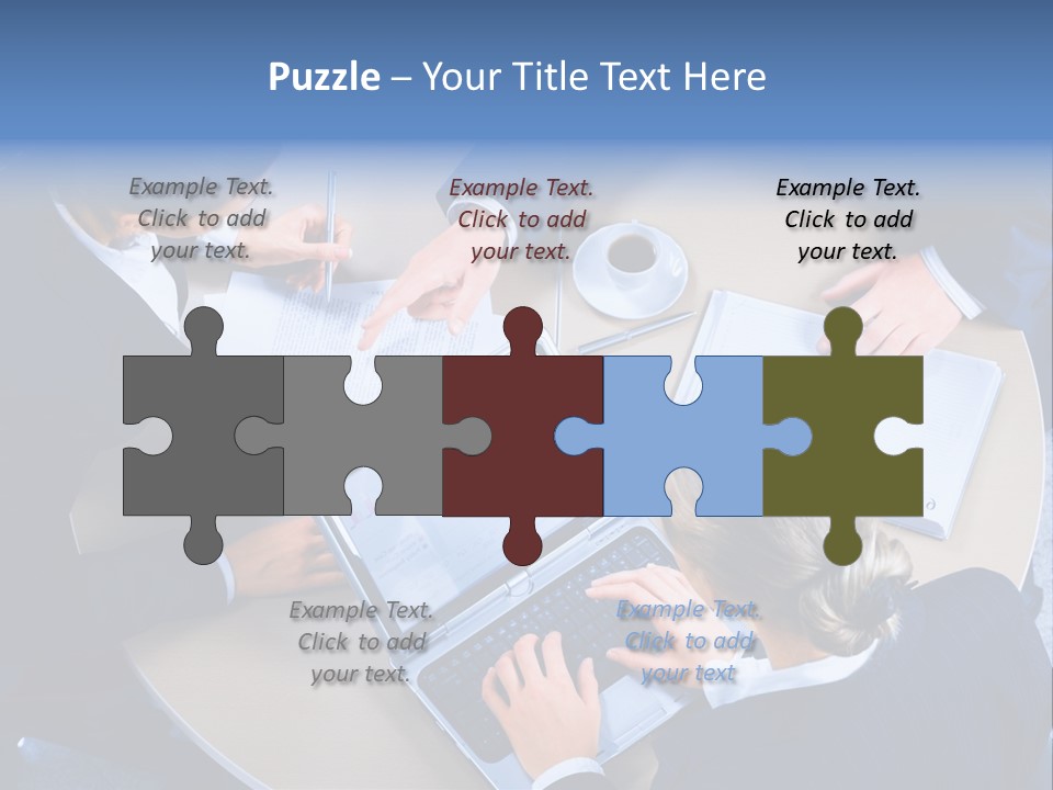 A Group Of People Sitting Around A Table Working On Laptops PowerPoint Template