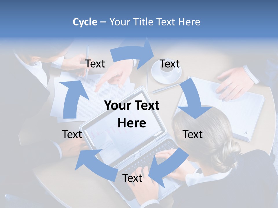 A Group Of People Sitting Around A Table Working On Laptops PowerPoint Template