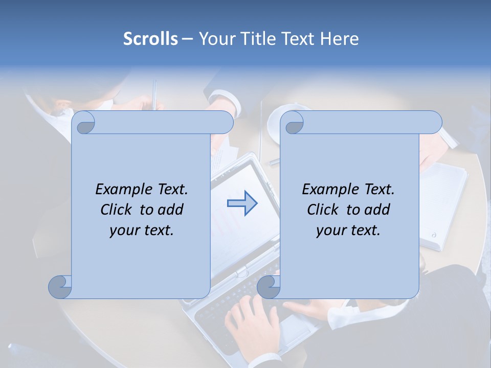 A Group Of People Sitting Around A Table Working On Laptops PowerPoint Template
