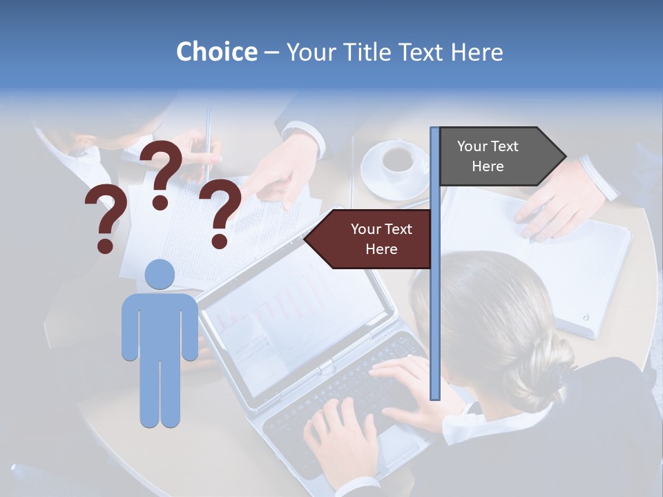 A Group Of People Sitting Around A Table Working On Laptops PowerPoint Template