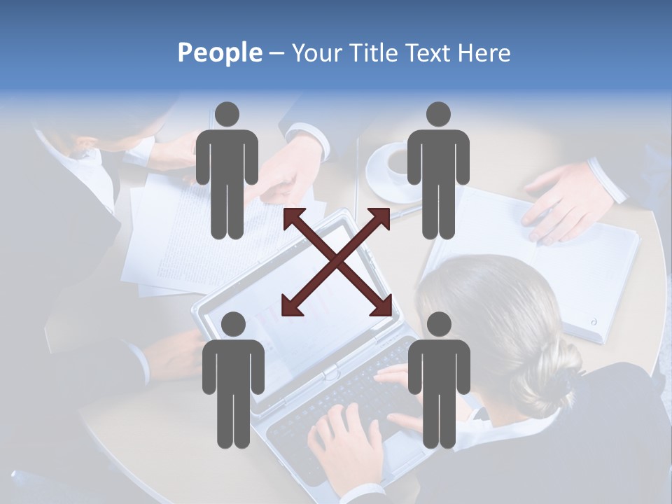 A Group Of People Sitting Around A Table Working On Laptops PowerPoint Template