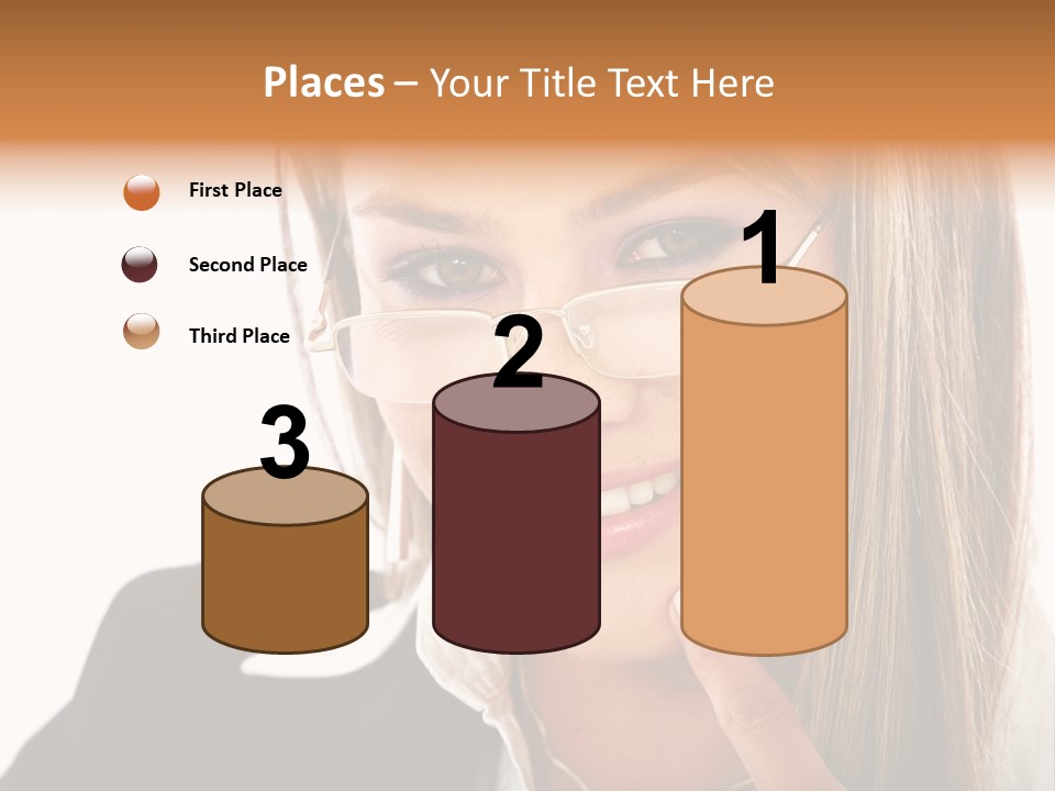 A Woman With Glasses Is Smiling For The Camera PowerPoint Template