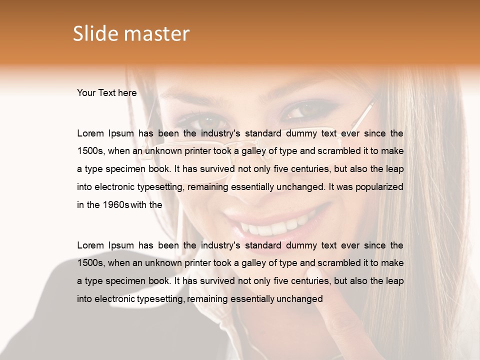 A Woman With Glasses Is Smiling For The Camera PowerPoint Template