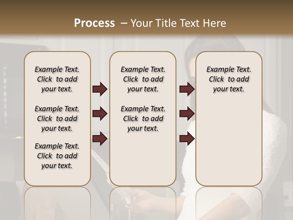 A Woman Using A Laptop Computer In A Kitchen PowerPoint Template