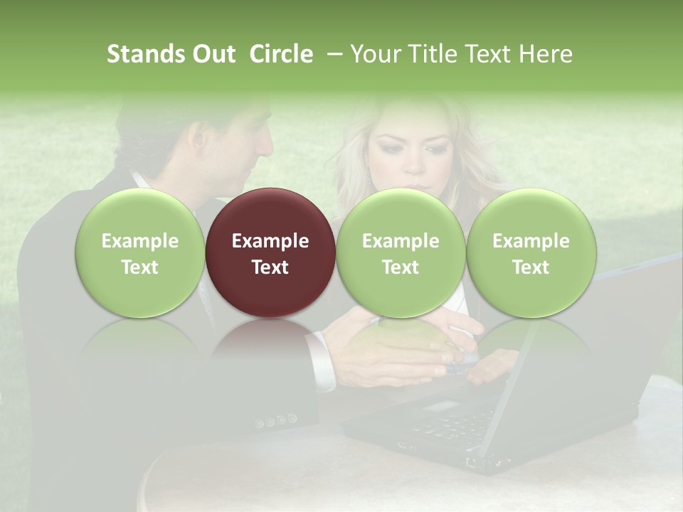 A Man And Woman Looking At A Laptop Screen PowerPoint Template