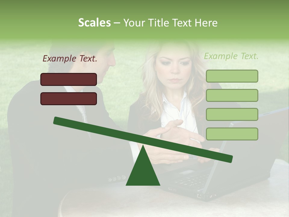 A Man And Woman Looking At A Laptop Screen PowerPoint Template