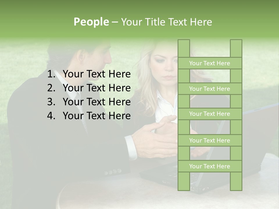 A Man And Woman Looking At A Laptop Screen PowerPoint Template