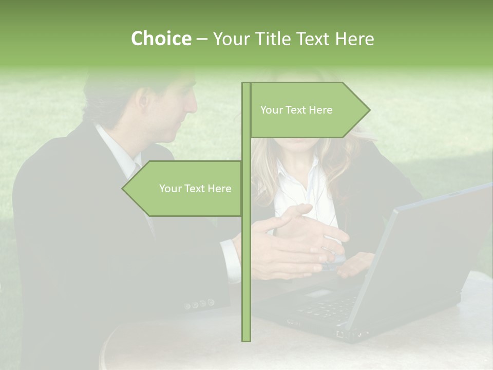 A Man And Woman Looking At A Laptop Screen PowerPoint Template