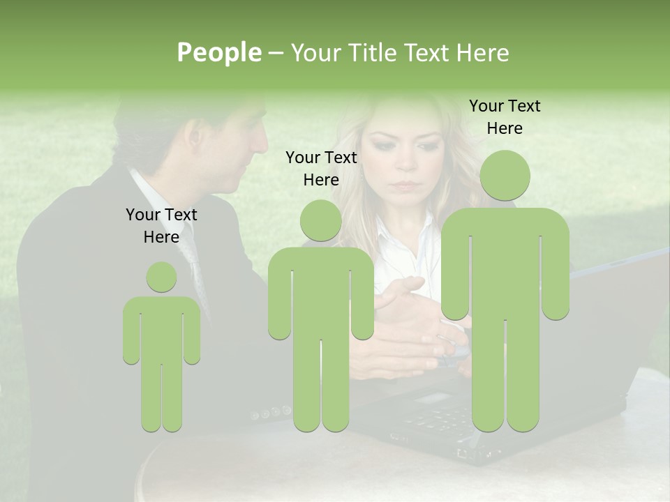 A Man And Woman Looking At A Laptop Screen PowerPoint Template