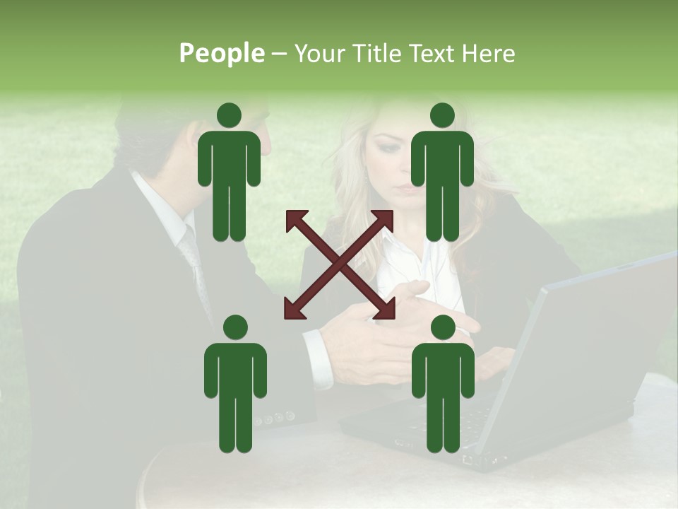 A Man And Woman Looking At A Laptop Screen PowerPoint Template