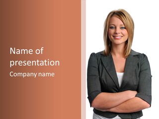 A Woman Is Standing With Her Arms Crossed PowerPoint Template