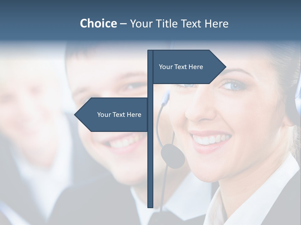 A Man And A Woman Wearing Headsets Powerpoint Template PowerPoint Template