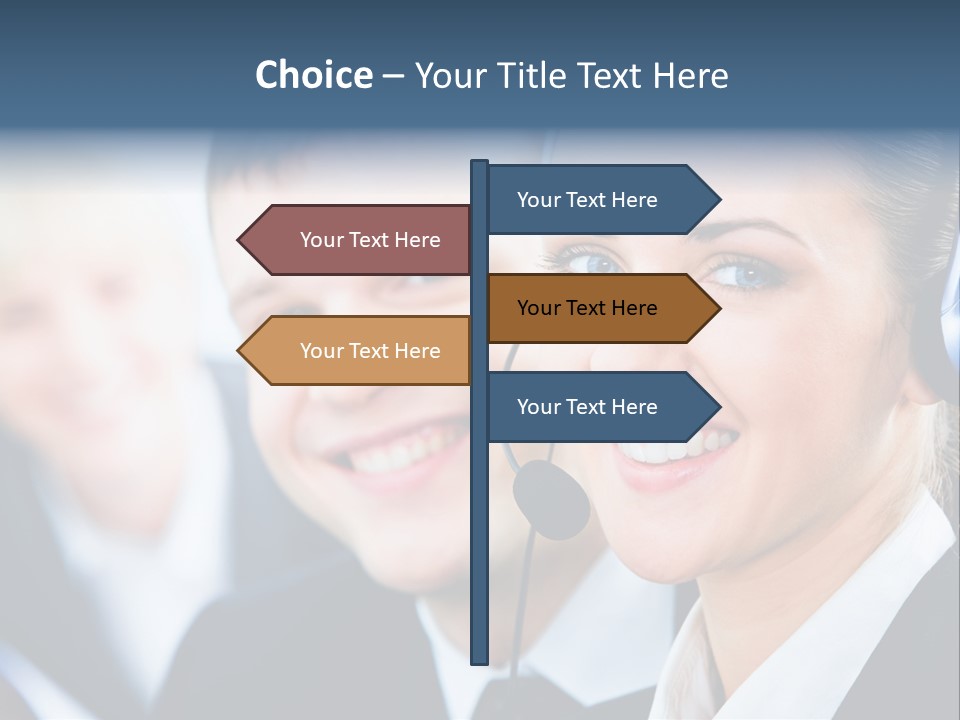 A Man And A Woman Wearing Headsets Powerpoint Template PowerPoint Template