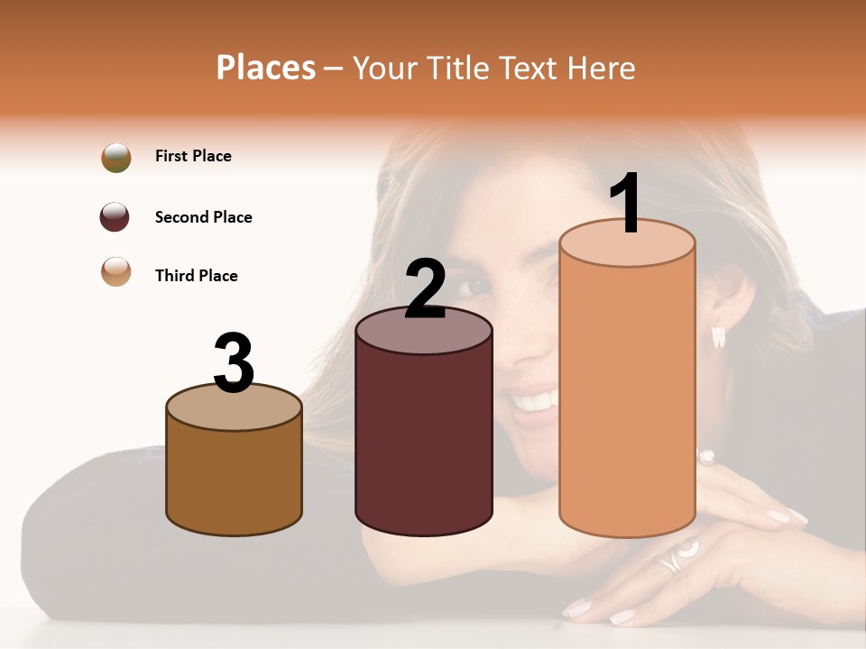 A Woman Is Smiling And Posing For A Picture PowerPoint Template