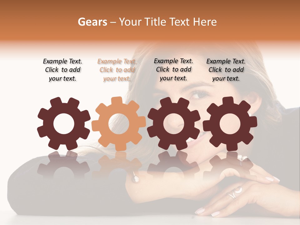 A Woman Is Smiling And Posing For A Picture PowerPoint Template