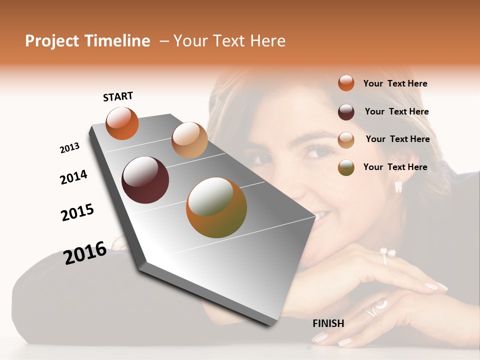 A Woman Is Smiling And Posing For A Picture PowerPoint Template