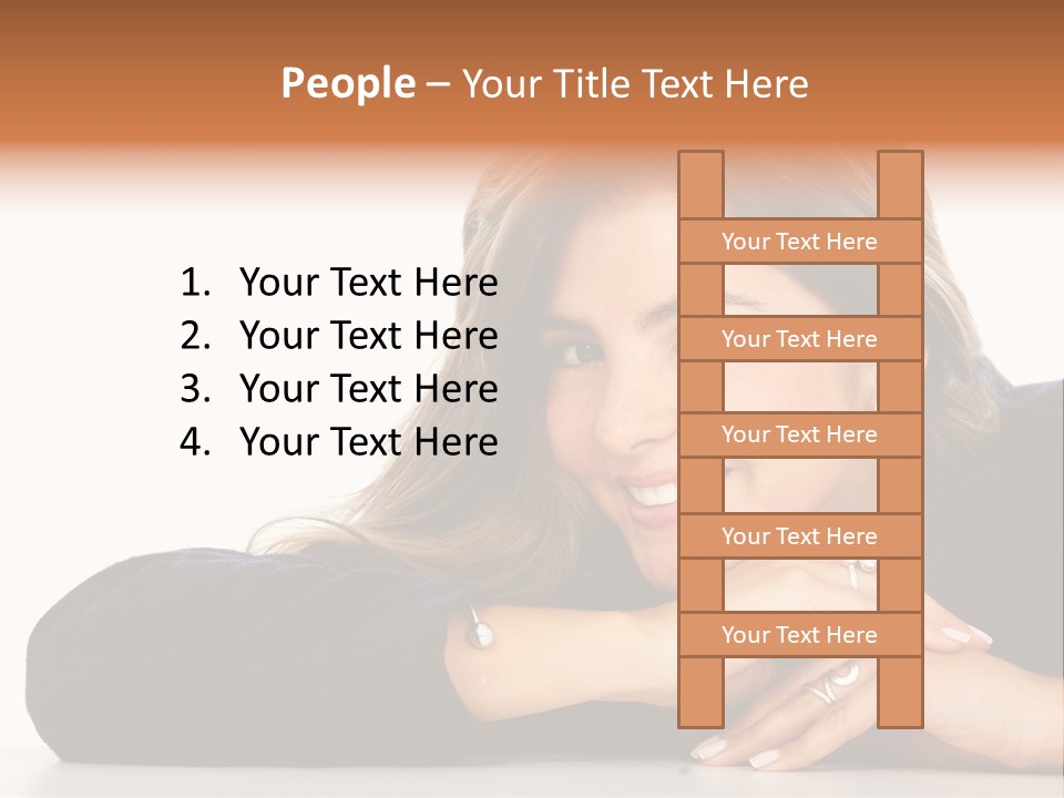 A Woman Is Smiling And Posing For A Picture PowerPoint Template
