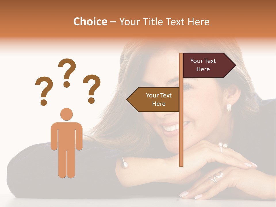 A Woman Is Smiling And Posing For A Picture PowerPoint Template
