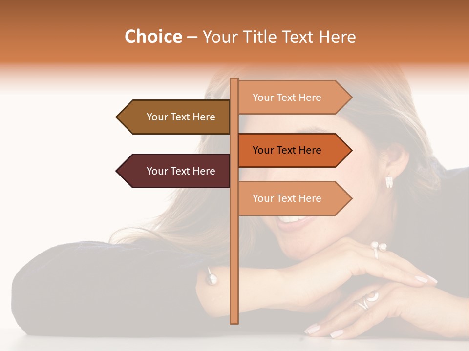 A Woman Is Smiling And Posing For A Picture PowerPoint Template