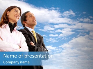 A Man And A Woman Standing Next To Each Other PowerPoint Template