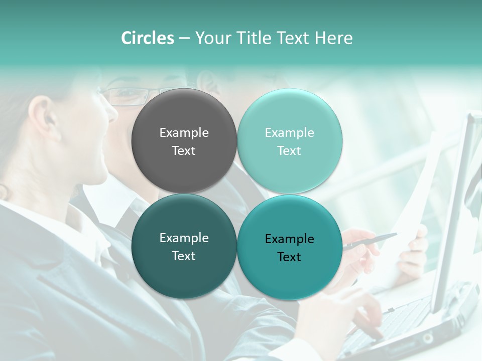 A Group Of People Sitting At A Table With A Laptop PowerPoint Template