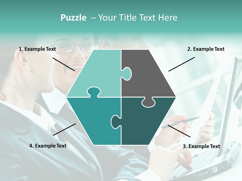 A Group Of People Sitting At A Table With A Laptop PowerPoint Template