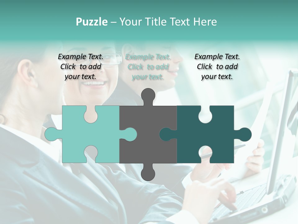 A Group Of People Sitting At A Table With A Laptop PowerPoint Template