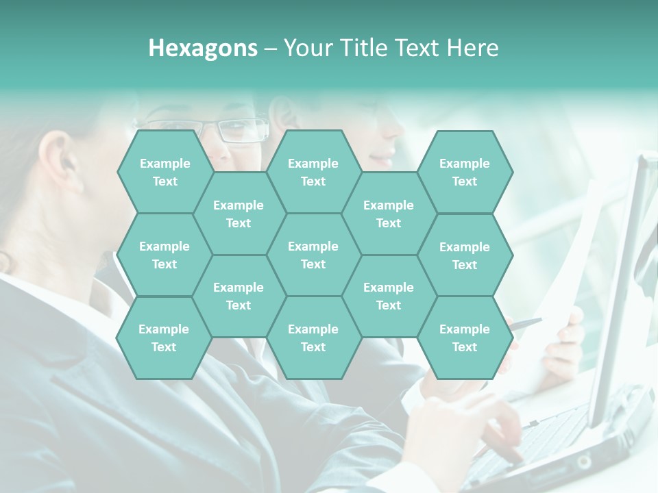 A Group Of People Sitting At A Table With A Laptop PowerPoint Template