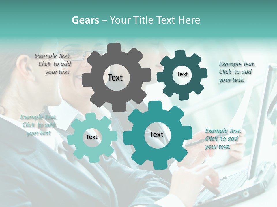 A Group Of People Sitting At A Table With A Laptop PowerPoint Template