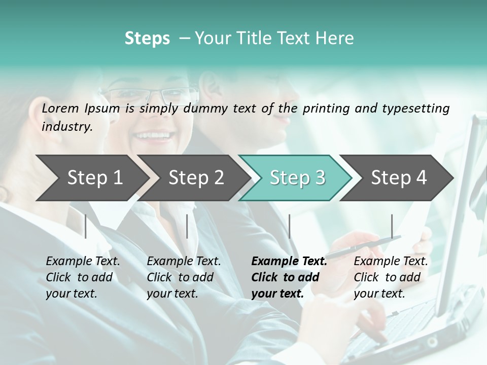 A Group Of People Sitting At A Table With A Laptop PowerPoint Template