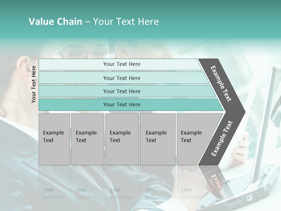 A Group Of People Sitting At A Table With A Laptop PowerPoint Template