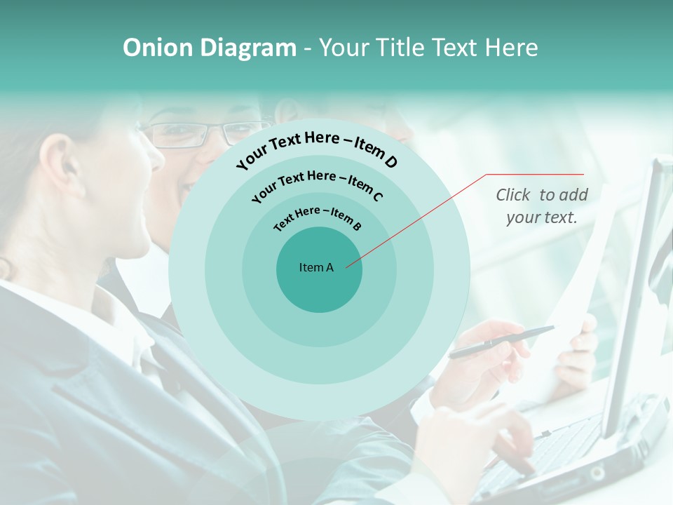 A Group Of People Sitting At A Table With A Laptop PowerPoint Template